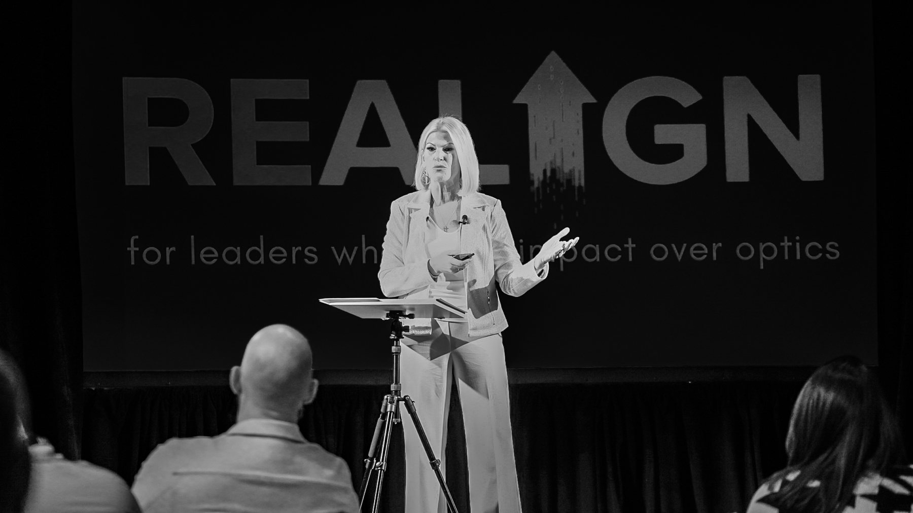 A Life Pulse session in front of the REALIGN wordmark