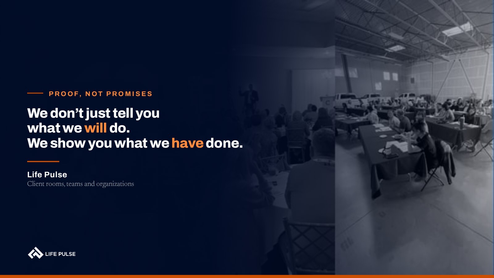 What Life Pulse has already done - client rooms, teams and organizations
