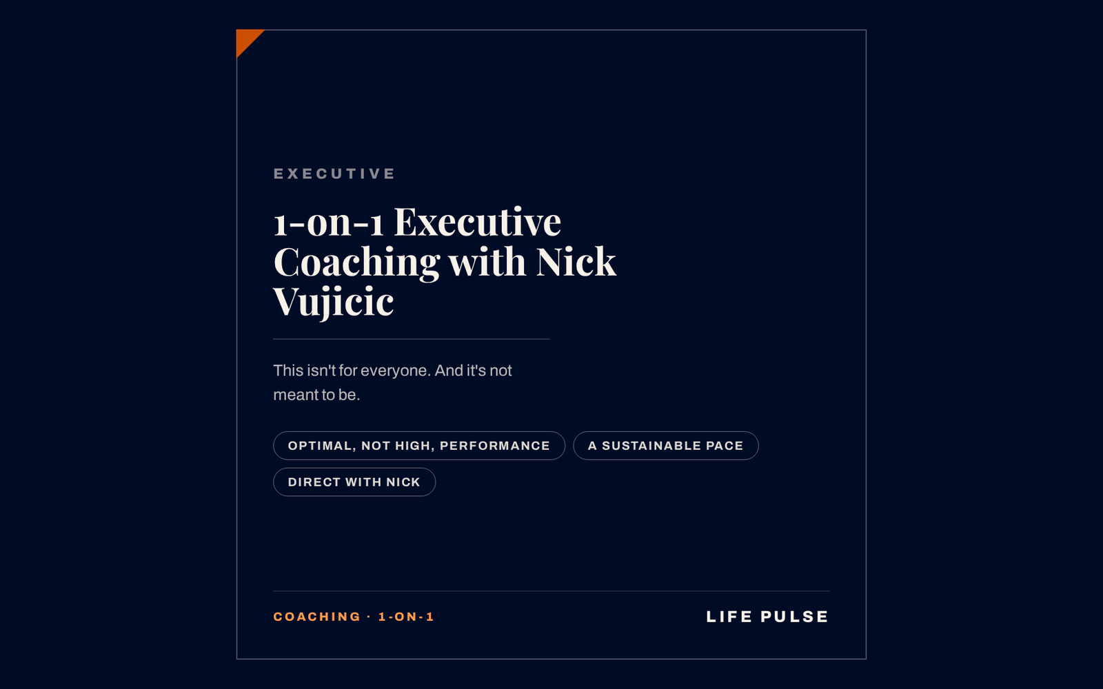 1-on-1 Executive Coaching with Nick Vujicic