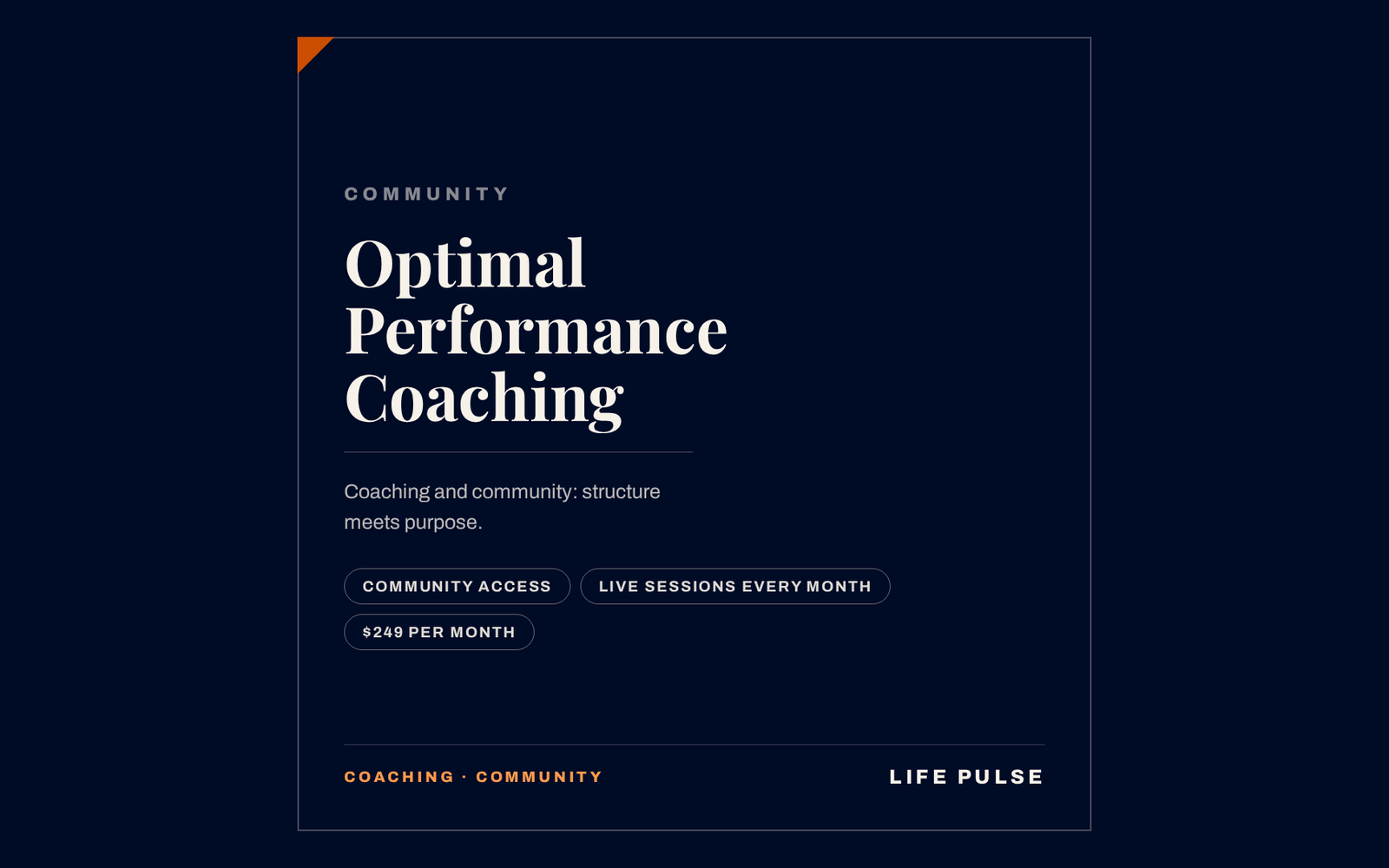 Optimal Performance Coaching — Community Access