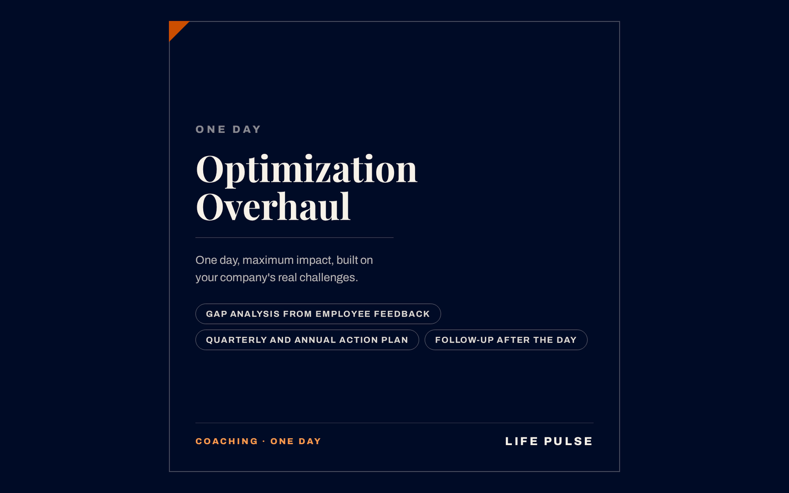 Optimization Overhaul: one day, maximum impact