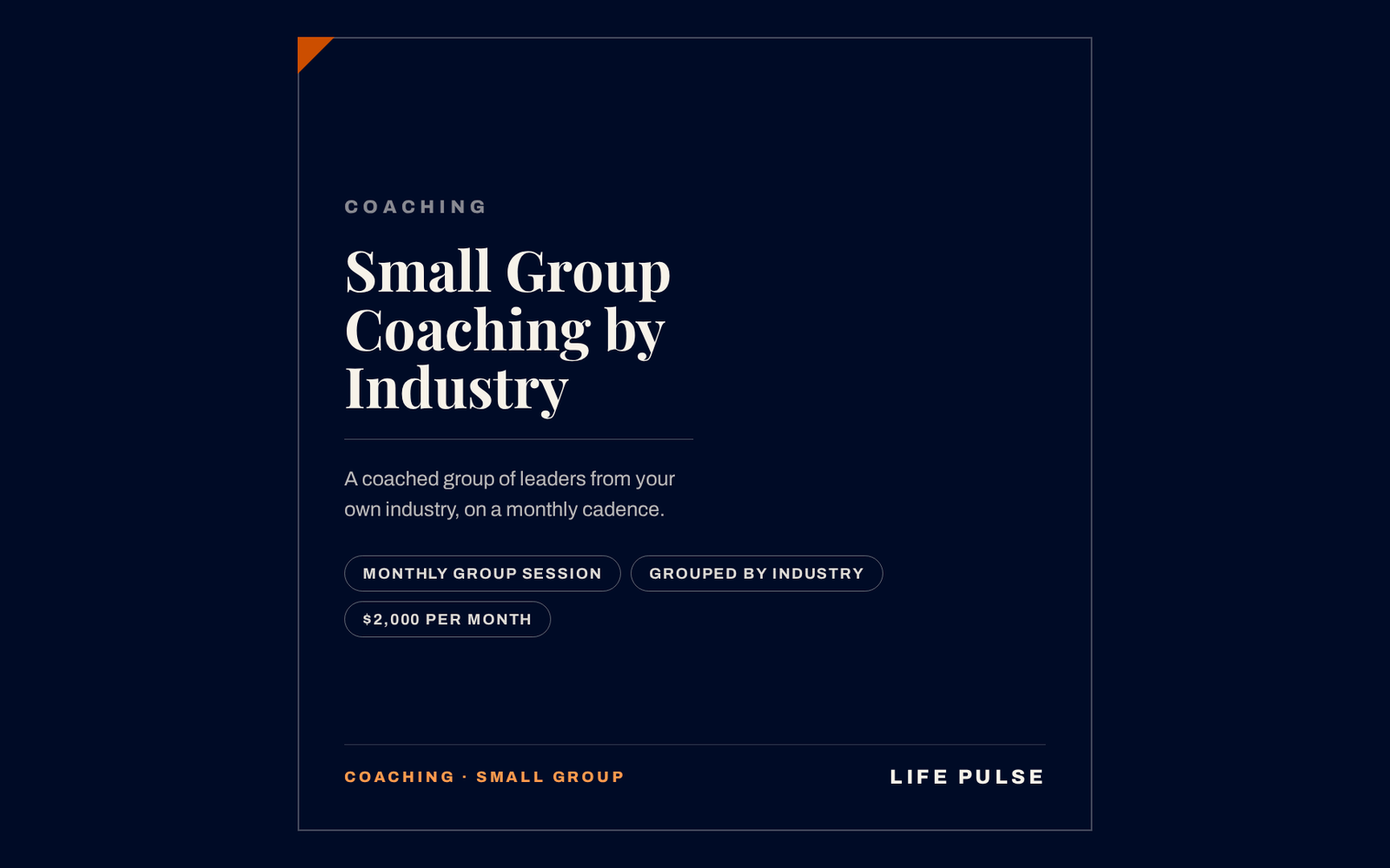 Small Group Coaching by Industry